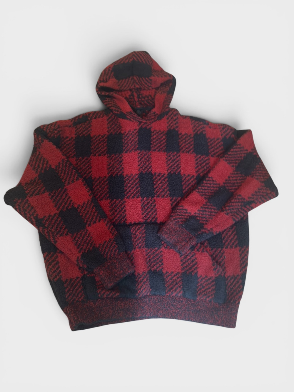 SKIMS Men's Red and Black Plaid Turtleneck Sweater